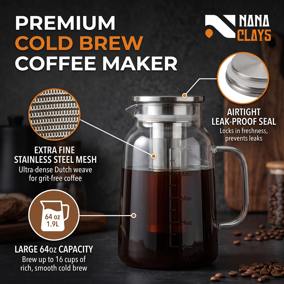 Cold Brew Coffee Maker Pitcher