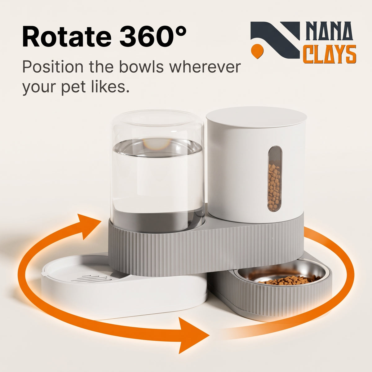 Rotatable Pet Feeder and Water Dispenser