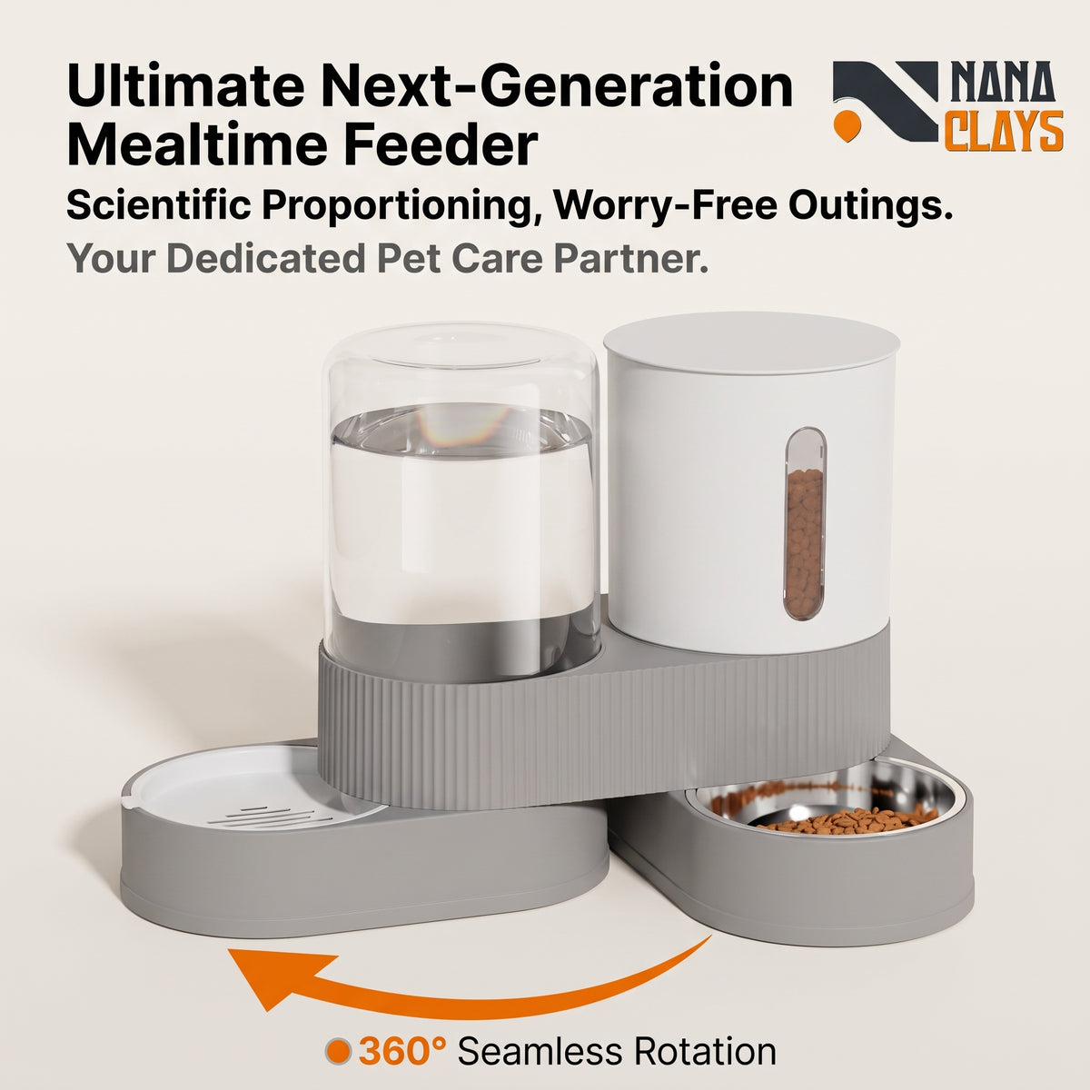 Rotatable Pet Feeder and Water Dispenser