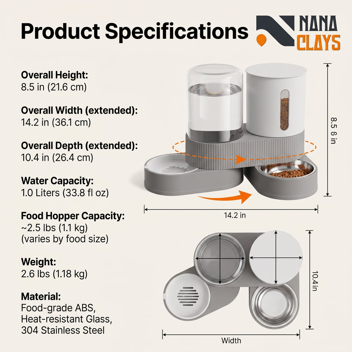 Rotatable Pet Feeder and Water Dispenser